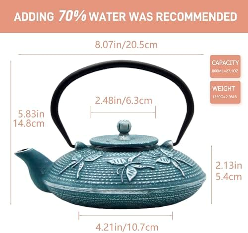 SECHUDO 27.1oz Cast Iron Teapot