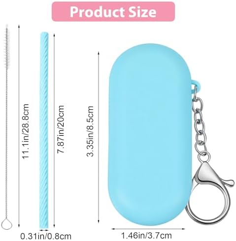 2 Set Silicone Straws with Case, Reusable Straws Travel Party Cruise