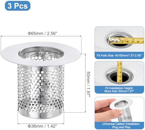 uxcell Shower Drain Strainer, 2 Pack, 2" x 2.5"