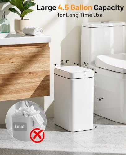 Luxspire Motion Sensor Bathroom Trash Can, 4.5 Gallon, 2 Pack