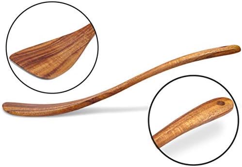 Jilla-hla Wooden Spatula Nonstick Turner Acacia Wood, Right Long Handle Flat - Image 4