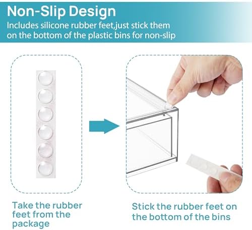 Vtopmart Clear Stackable Storage Drawers, 2 Pack Wide Plastic
