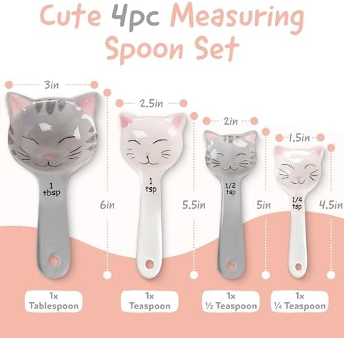 Cat Shaped Ceramic Measuring Spoons - Gift for Any Cat Lover - Cat