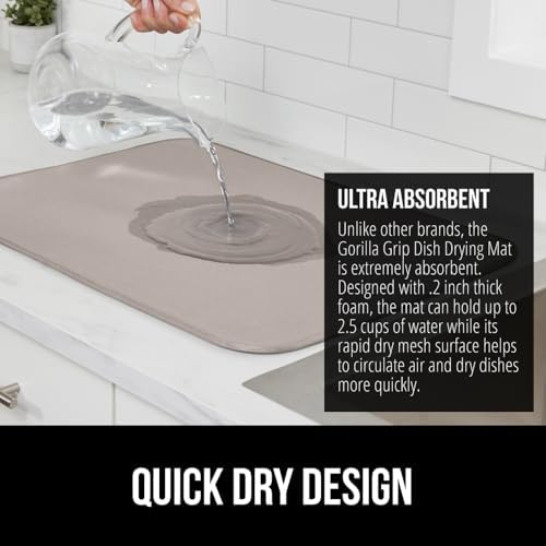 Gorilla Grip Ultra Water Absorbent Microfiber Dish Drying Mat and