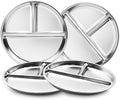 Bakpoco Stainless Steel Kids Plates Set of 4, 9" Portion Control