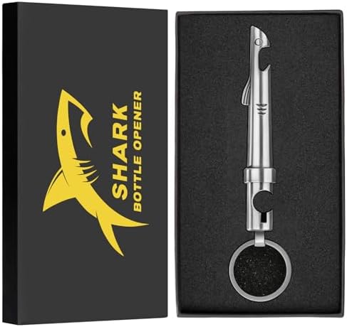 LKKCHER 2-in-1 Shark Bottle Opener, Novelty Keychain Corkscrew Wine
