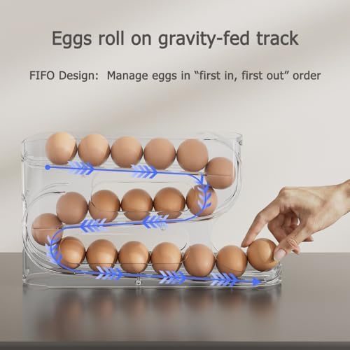 Sotfamily Clear FIFO Egg Holder for Fridge, 18 Count