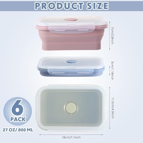 Mifoci 6 Pcs Collapsible Food Storage Containers with Lid, Morandi