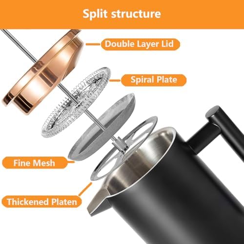 Stainless Steel French Press Coffee Maker, 1500ml