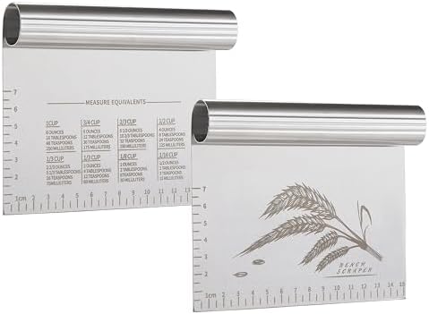2PCS Dough Pastry Bench Cutter Scraper, OLULU Stainless Steel Kitchen