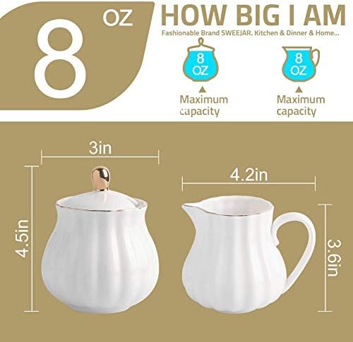 SWEEJAR 3 Tier Ceramic Cake Stand and Ceramic Sugar & Creamer Set