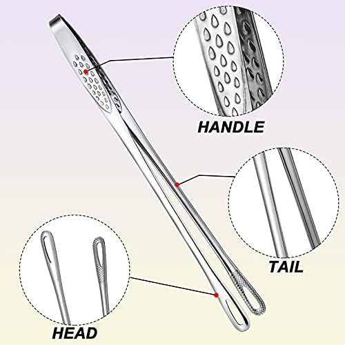 3 Pcs 9.4 Inches Korean BBQ Tongs Stainless Steel Kitchen Tweezers