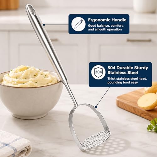 304 Stainless Steel Potato Masher – Heavy-Duty