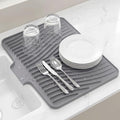 Silicone Dish Drying Mat, 16"x 13.7" Kitchen Drying Mat with Built-in