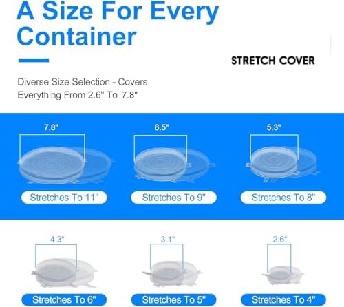 Reusable Silicone Stretch Lids, 6-Piece Set