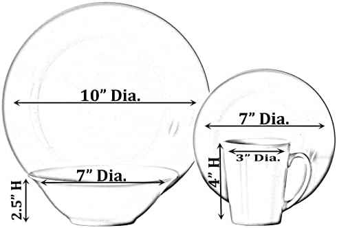 48 PC Rimmed Dinnerware Set for 12 Person | Mugs, Salad and Dinner Plates and Bowls Sets, Dishes with Highly Chip and Crack Resistant, Dishwasher and Microwave Safe, White