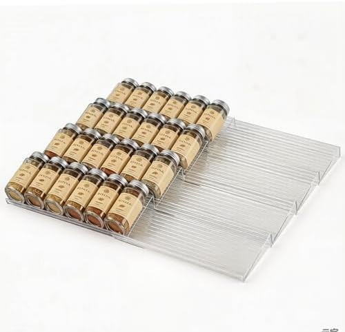 UFORU Acrylic Drawer Spice Organizer 8 Pack,Expandable 11‐22" Tray
