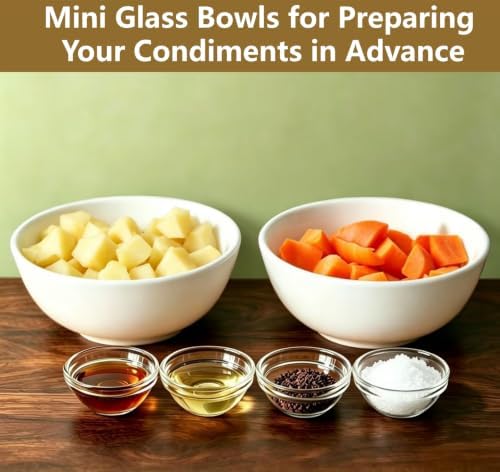stablerice 8 PCS Small Glass Bowls, 2.5oz Mini Glass Prep Bowls for