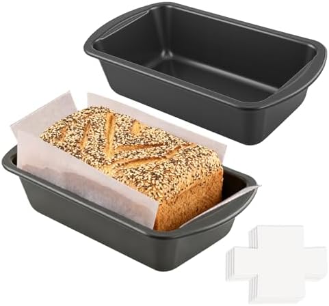 Loaf Pan with Liners Set, 2-Pack Nonstick 10 x 5 Inch Bread Pan and 50