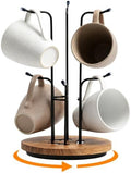 360° Rotating Coffee Mug Tree for Counter, Mug Holder with Wooden Base