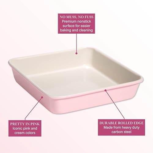 Paris Hilton Nonstick Carbon Steel Bakeware Collection, 9-Inch Square