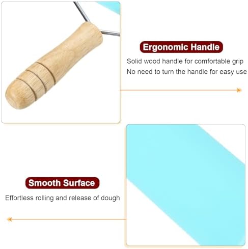 HARFINGTON Rolling Pin 7.6" x 1.69" Silicone Roller Wood Handle