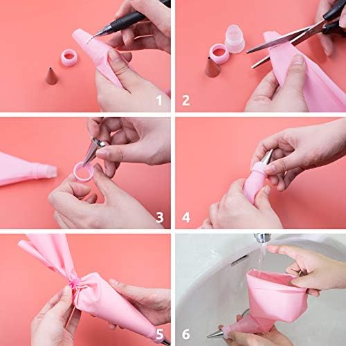 SNAIL GARDEN 38PCS Silicone Pastry Bags Set - with Two-Color Icing