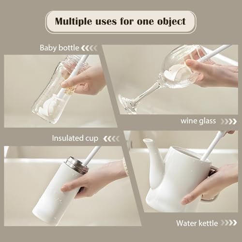 2 Pieces Flexible Silicone Bottle Brush with Long Handle, Long Handle