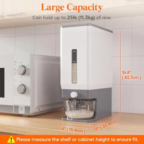 Lifewit Rice Container, 25 Lbs, with Dispenser