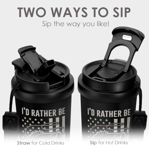 SANDJEST Fishing Tumbler - Stainless Steel 2-in-1 Lid Coffee Tumbler