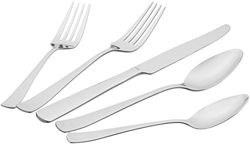 Amazon Basics 20-Piece Stainless Steel Flatware Set with Square Edge