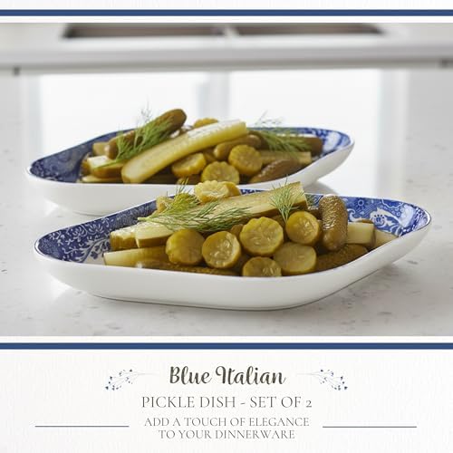 Spode Blue Italian Pickle Dishes, Set of 2 - Countryside & Scroll