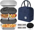 Stainless Steel 3-Compartment Bento Lunch Box, Leakproof