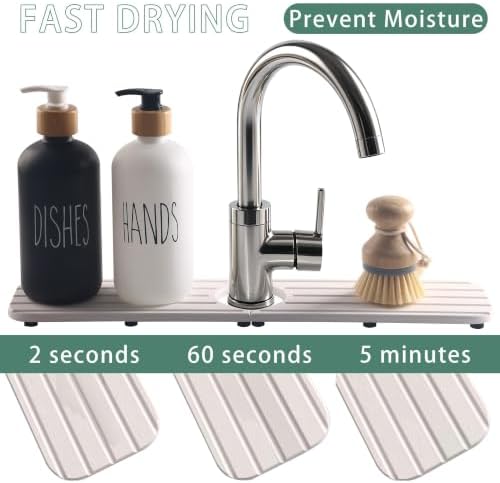 NiuYichee Faucet Mat for Kitchen Sink, Water Absorbing Diatomite Stone