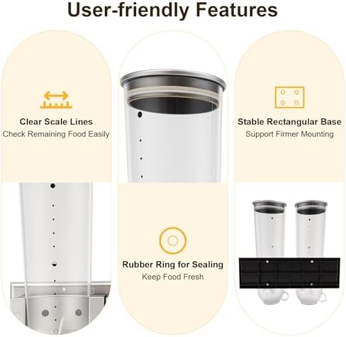 2 Pack Cereal Dispensers, 3L Wall Mounted Cereal Containers Storage, Easy To Use Dry Food Dispenser, Large Capacity Candy Dispenser for Oatmeal Coffee Bean Nuts