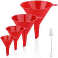 4 PCS Plastic Kitchen Funnel Set with Clean Brush, Food Grade Funnel