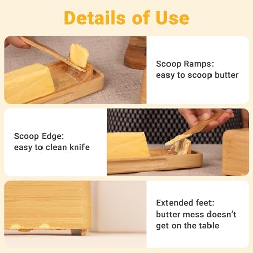 Bamboo Butter Dish with Lid for Countertop
