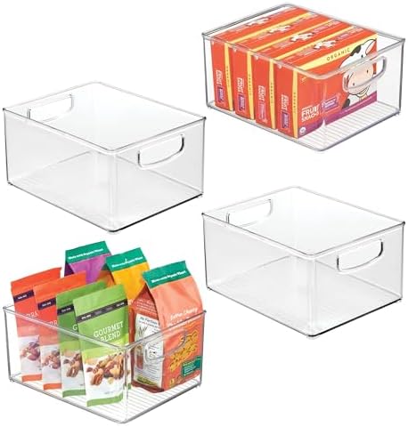 iDesign Stackable Storage Bin with Handles, Set of 4, Clear