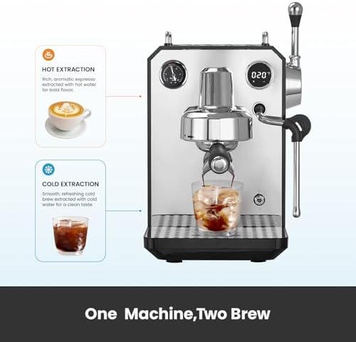 Gemilai G3006A Espresso Machine, 15 Bar, Stainless Steel