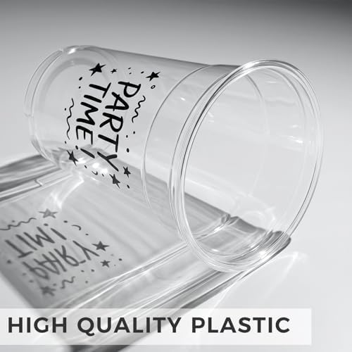 VITEVER 100 Sets - 12oz Clear Plastic Cups with Lids and Straws
