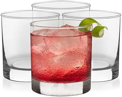 Libbey Heavy Base Rocks Cocktail Glasses Set, Clear Whiskey Glasses