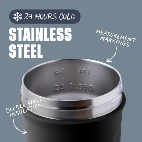 BlenderBottle Sport Flip Stainless Steel Shaker Bottle 24 oz Black