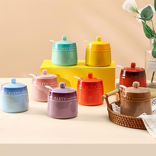 Salt Pot, Solid Color Porcelain Sugar Pot, For Coffee Bar, Sugar Bowl