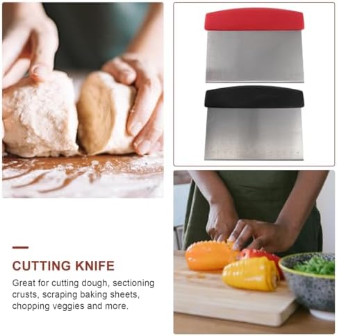 PRETYZOOM Stainless Steel Dough Scraper with Measuring Scale 2-Piece