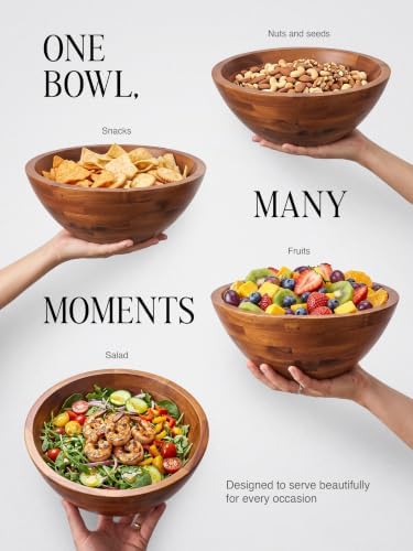 Tidita 12.2" Large Salad Bowl with Two Serving Utensils and Reversible
