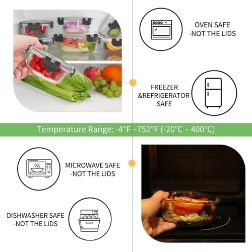 18-Piece Glass Food Storage Containers with Snap-Locking Lids