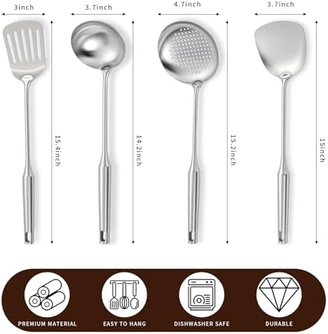 4-Piece Stainless Steel Wok Spatula Set