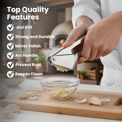 KUYRA Garlic Press, 304 Stainless Steel