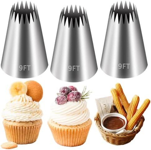 FANTEXY 9FT Large Piping Tips, 3 Pieces