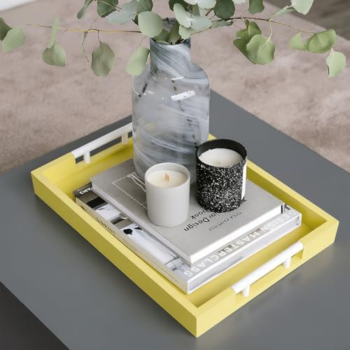 17"x12" Rectangle Wood Decorative Tray - Serving Ottoman Tray for